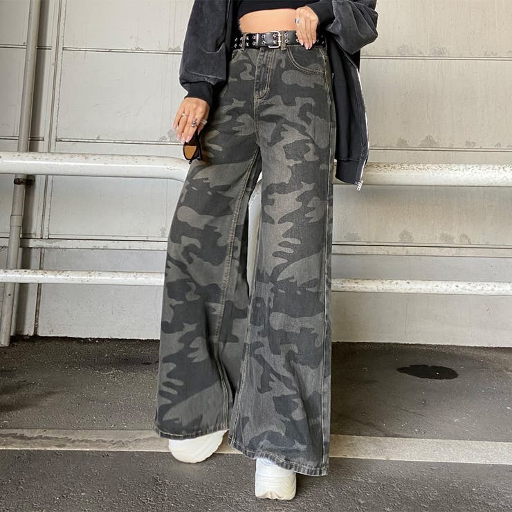 スターベルト付き迷彩ワイドパンツ | non-hedge  | 詳細画像1 