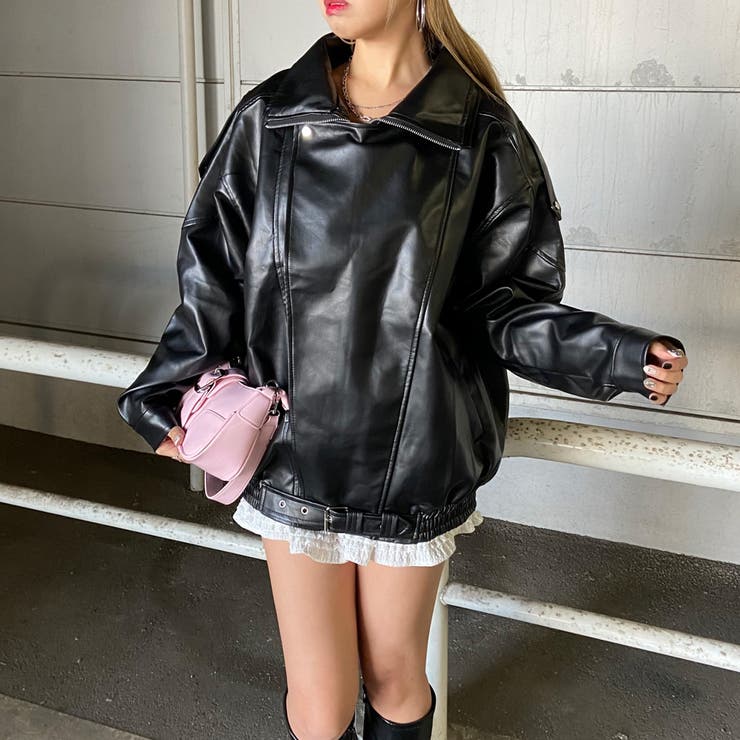 ビッグ合成皮革ライダースジャケット | non-hedge  | 詳細画像9 