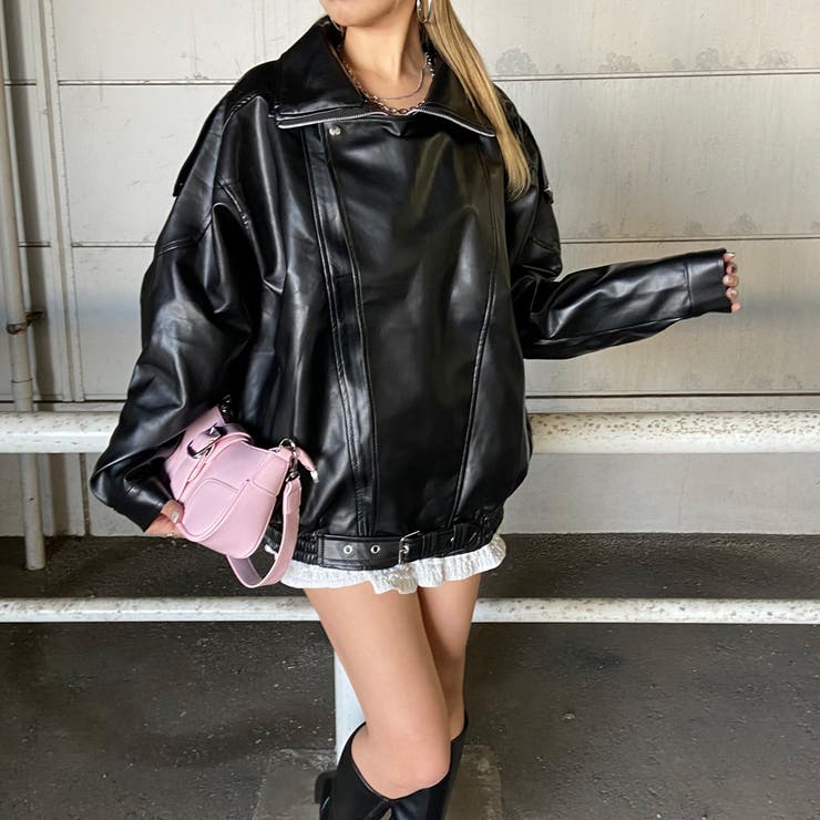 ビッグ合成皮革ライダースジャケット | non-hedge  | 詳細画像10 