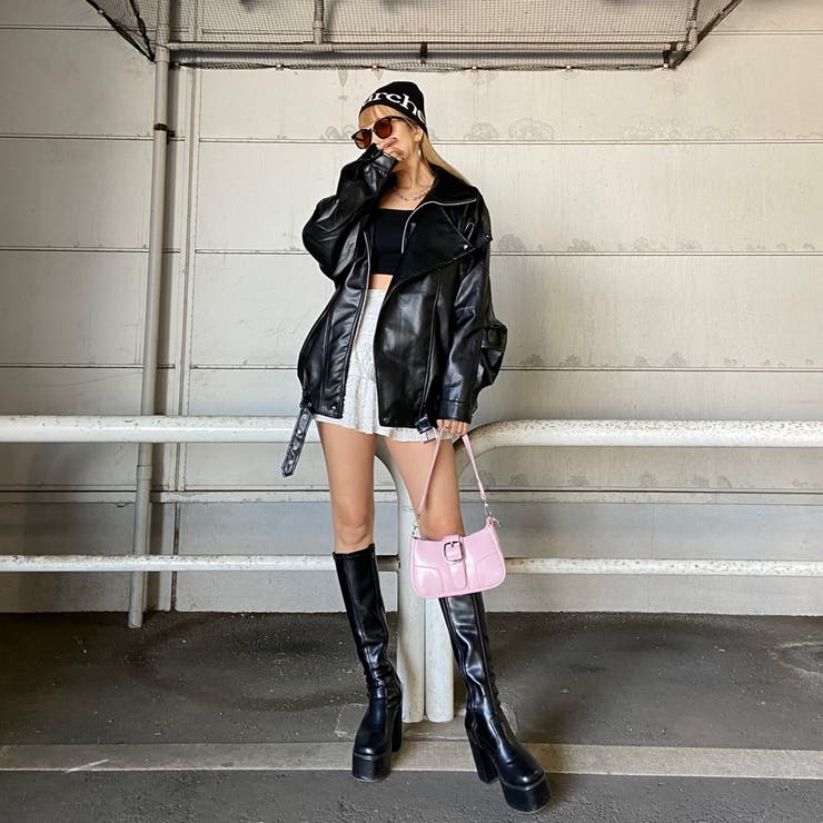 ビッグ合成皮革ライダースジャケット | non-hedge  | 詳細画像2 