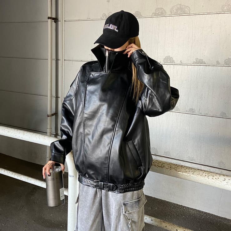 ビッグ合成皮革ライダースジャケット | non-hedge  | 詳細画像20 