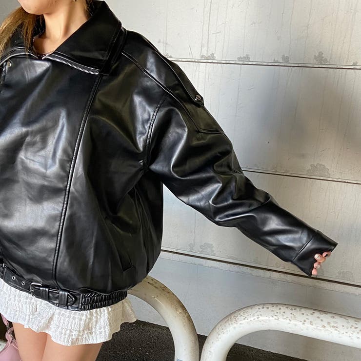 ビッグ合成皮革ライダースジャケット | non-hedge  | 詳細画像25 