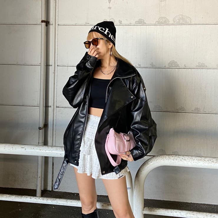 ビッグ合成皮革ライダースジャケット | non-hedge  | 詳細画像3 