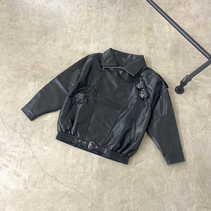 ビッグ合成皮革ライダースジャケット | non-hedge  | 詳細画像30 