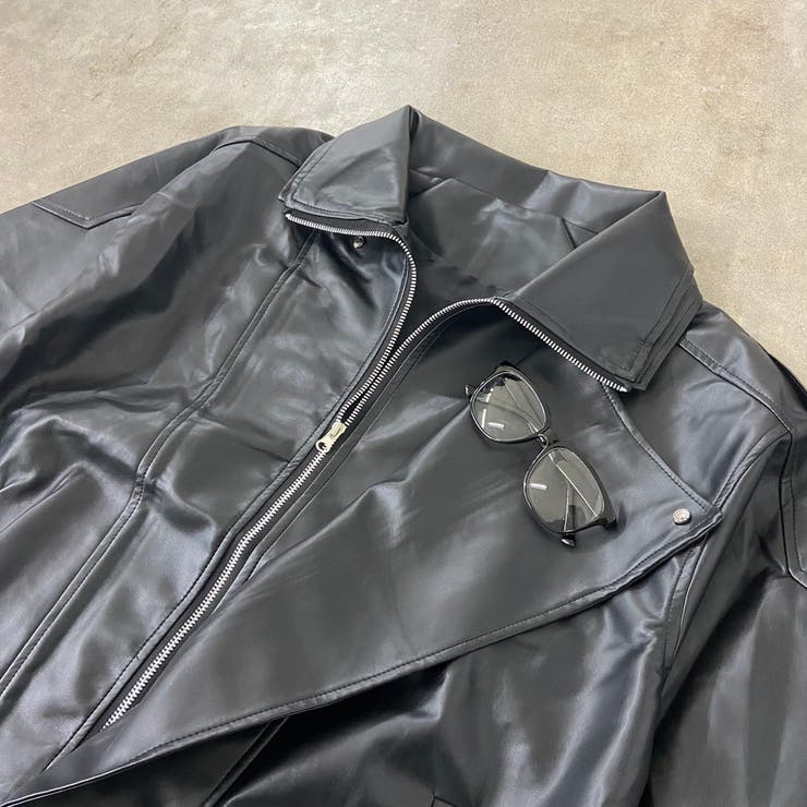 ビッグ合成皮革ライダースジャケット | non-hedge  | 詳細画像33 