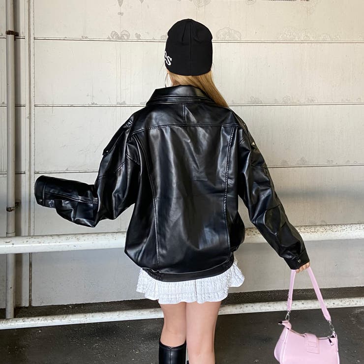 ビッグ合成皮革ライダースジャケット | non-hedge  | 詳細画像5 