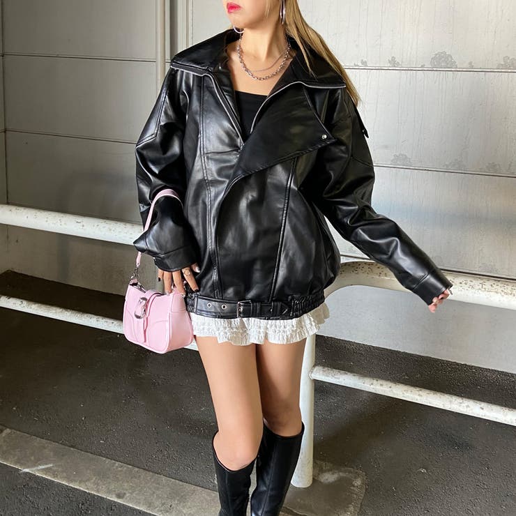 ビッグ合成皮革ライダースジャケット | non-hedge  | 詳細画像7 