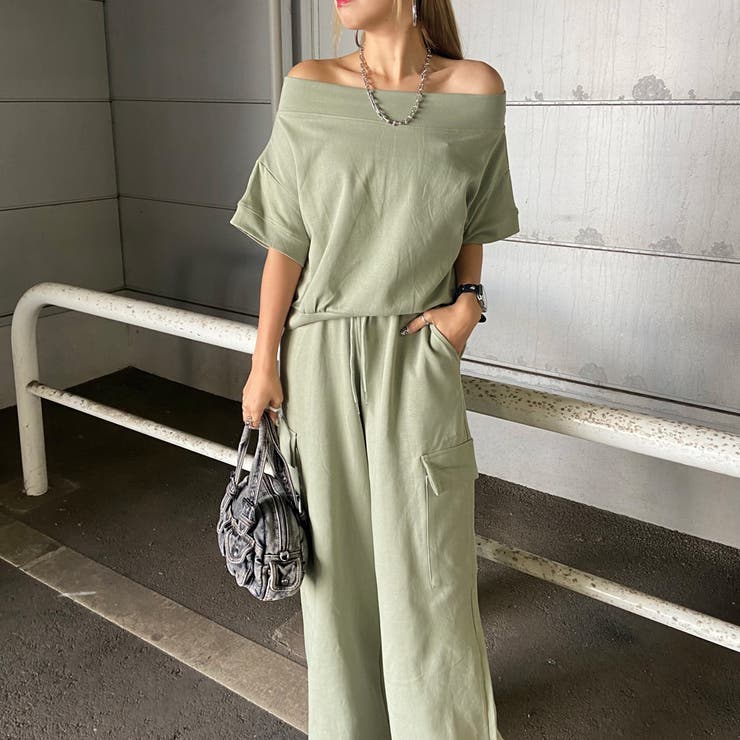 オフショルプルオーバー・カーゴパンツセットアップ | non-hedge  | 詳細画像1 