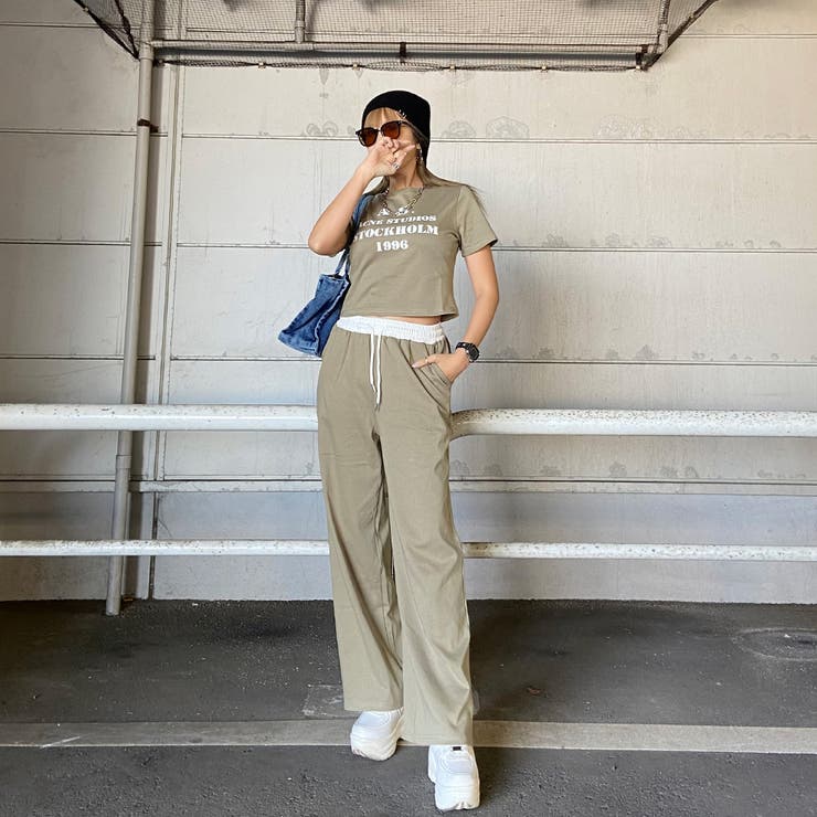 ウエスト配色ワイドパンツ・Tシャツセットアップ | non-hedge  | 詳細画像15 