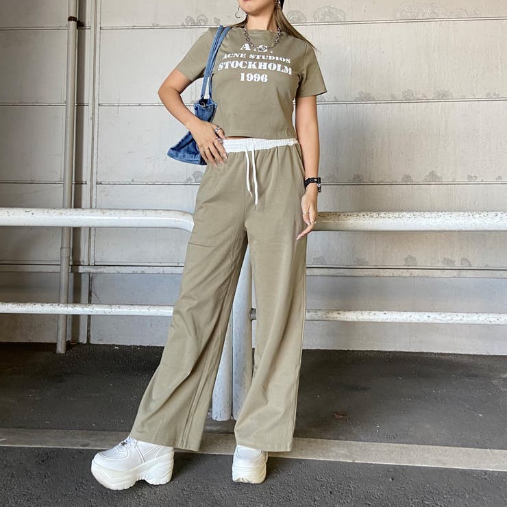 ウエスト配色ワイドパンツ・Tシャツセットアップ | non-hedge  | 詳細画像16 