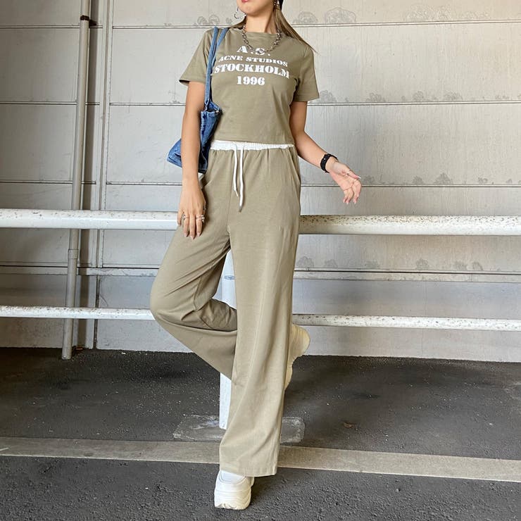 ウエスト配色ワイドパンツ・Tシャツセットアップ | non-hedge  | 詳細画像17 