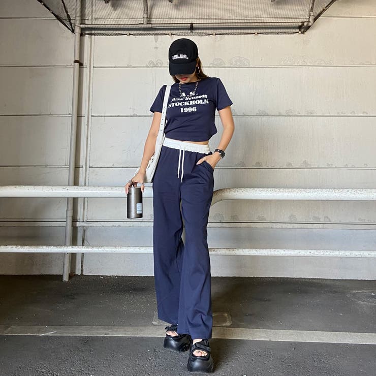 ウエスト配色ワイドパンツ・Tシャツセットアップ | non-hedge  | 詳細画像2 