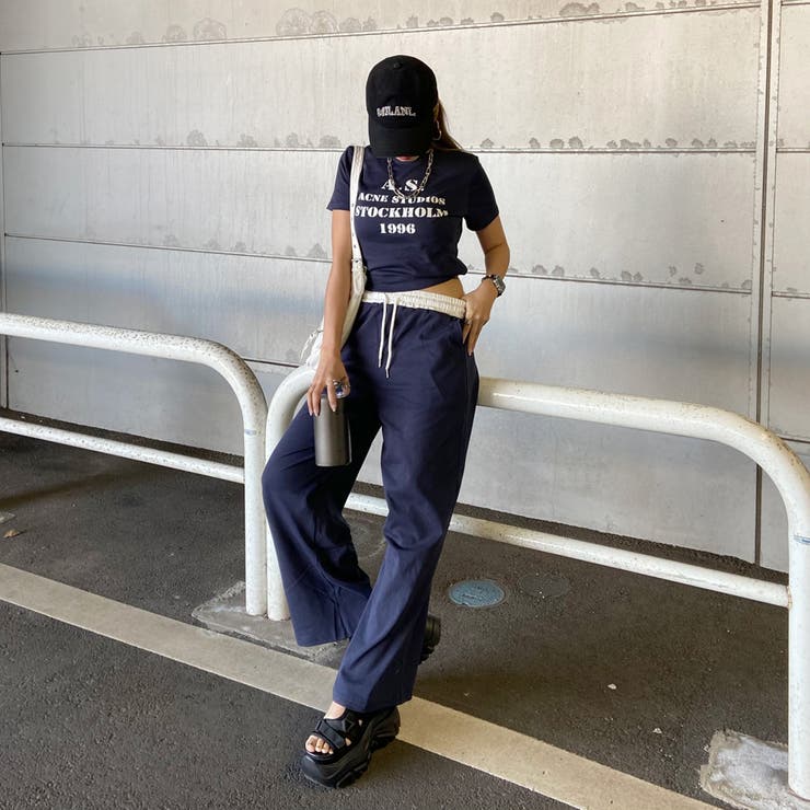 ウエスト配色ワイドパンツ・Tシャツセットアップ | non-hedge  | 詳細画像5 