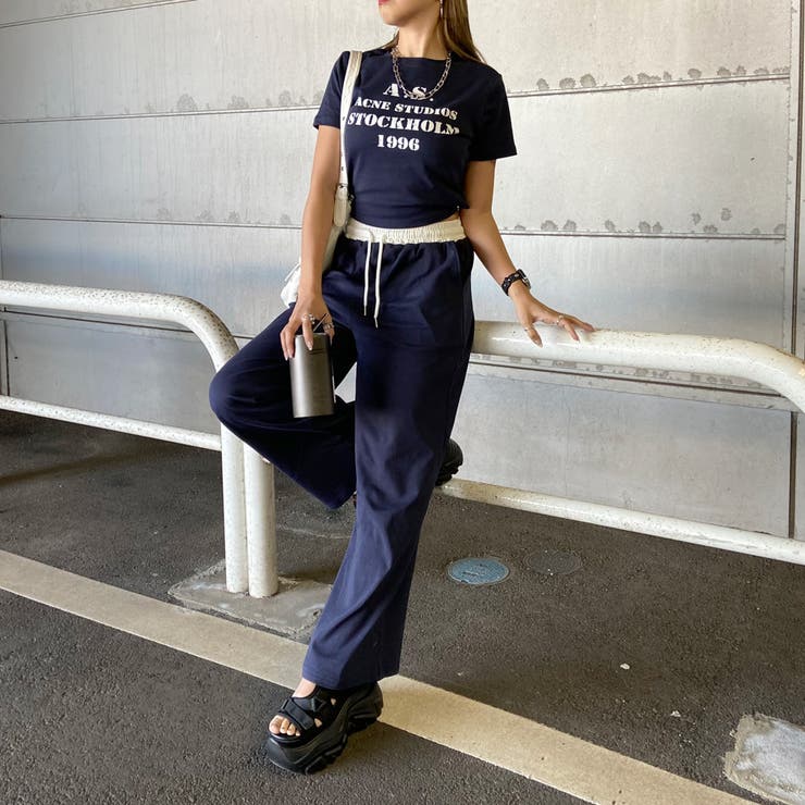 ウエスト配色ワイドパンツ・Tシャツセットアップ | non-hedge  | 詳細画像7 