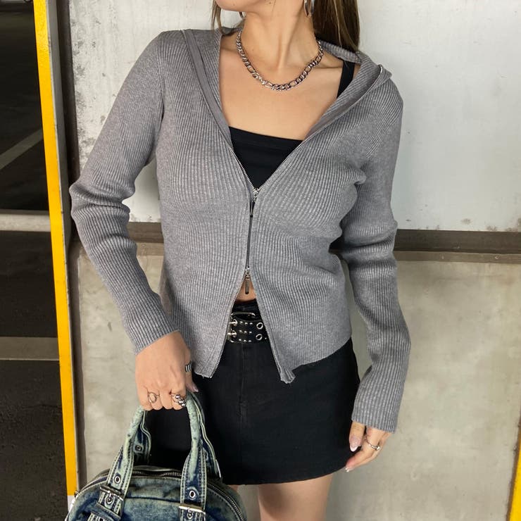 チャコール | リブフードWZIPトップス | non-hedge 