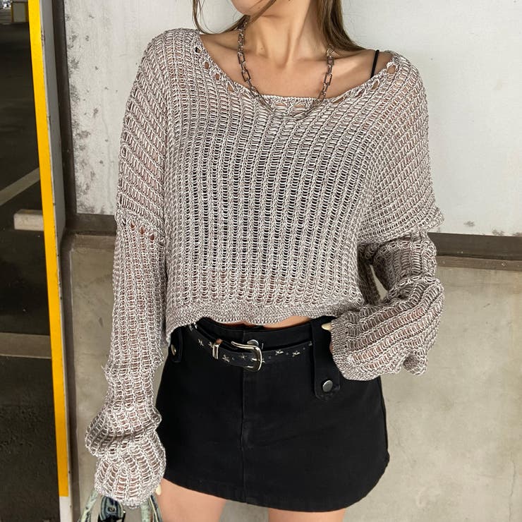 モカ | MIX透かしプルオーバー | non-hedge 