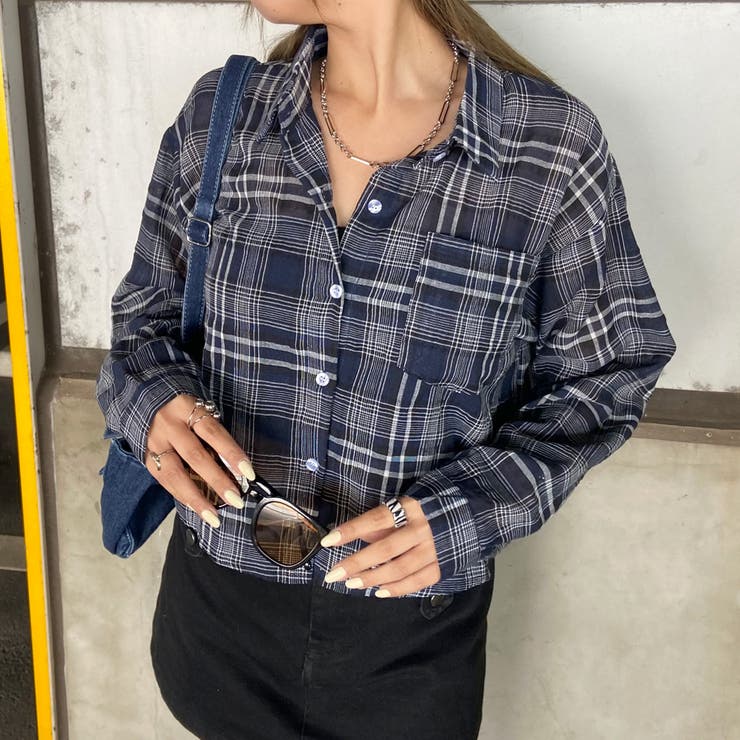 ネイビー | チェックショートシャツ | non-hedge 