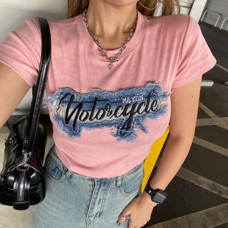 ピンク | デニムストーンロゴチビTシャツ | non-hedge 