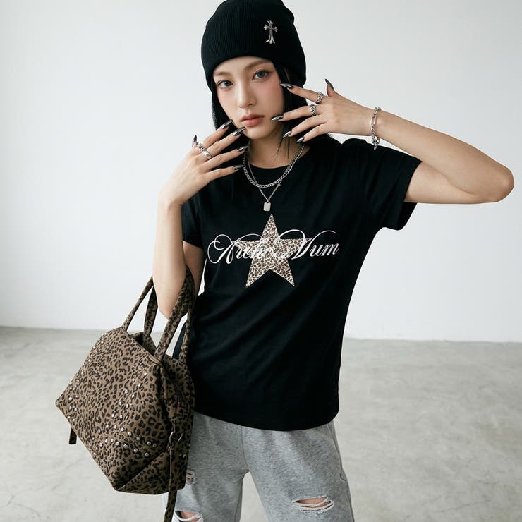 ブラック | ヒョウスターロゴTシャツ | non-hedge 
