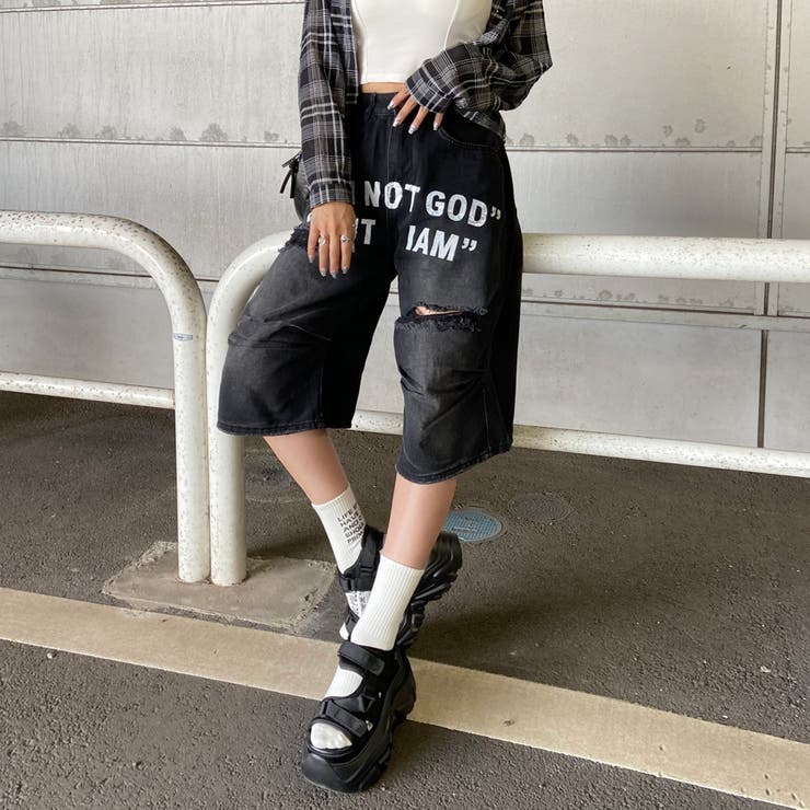 ロゴダメージハーフデニムパンツ | non-hedge  | 詳細画像15 