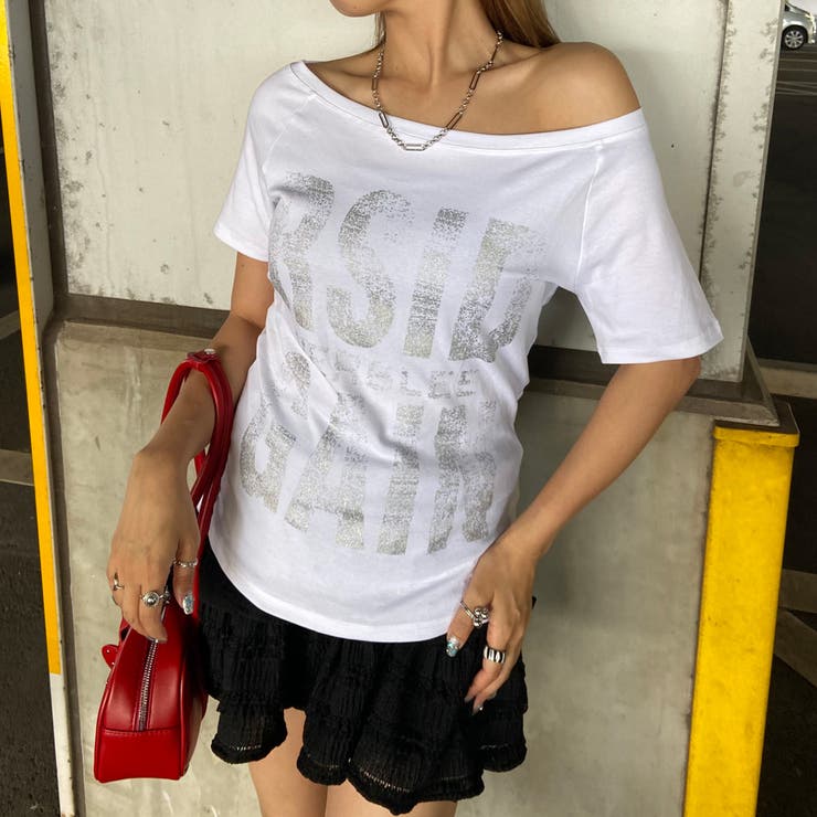 オフホワイト | オフショルビッグロゴTシャツ | non-hedge 