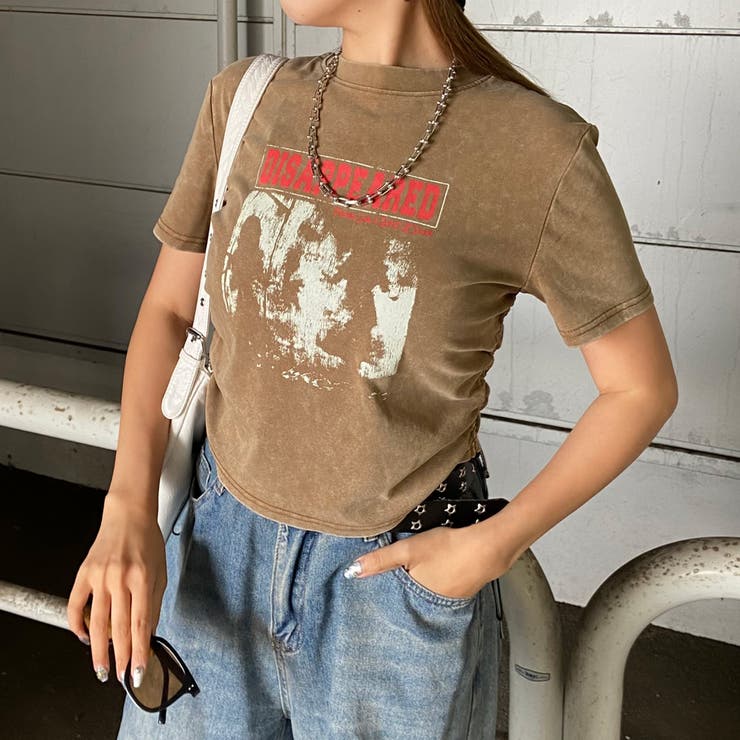 モカ | ブリーチ転写ロゴドロストTシャツ | non-hedge 