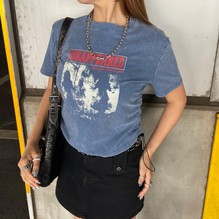 ブルー | ブリーチ転写ロゴドロストTシャツ | non-hedge 