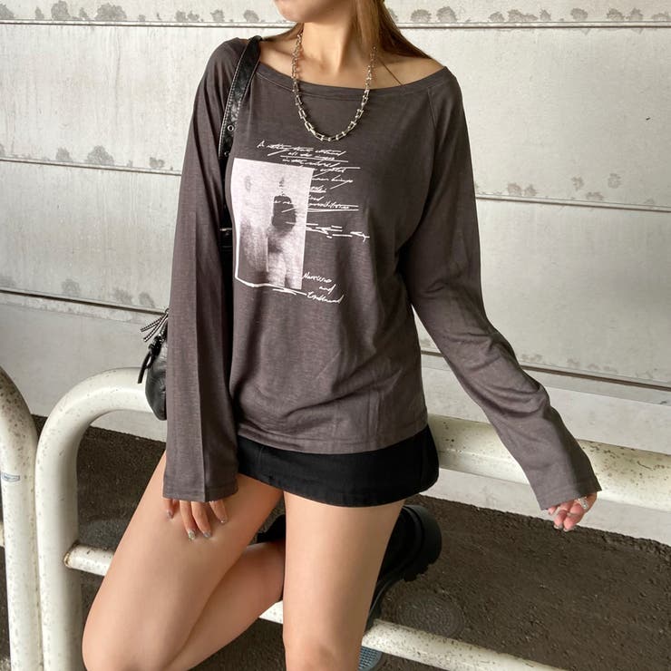 オフショルダースラブ転写Tシャツ | non-hedge  | 詳細画像11 