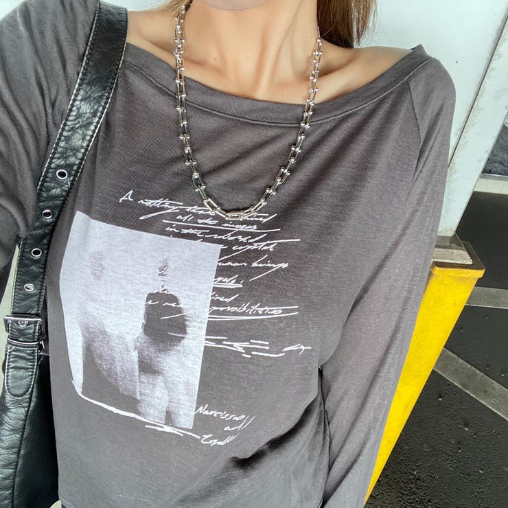 オフショルダースラブ転写Tシャツ | non-hedge  | 詳細画像13 