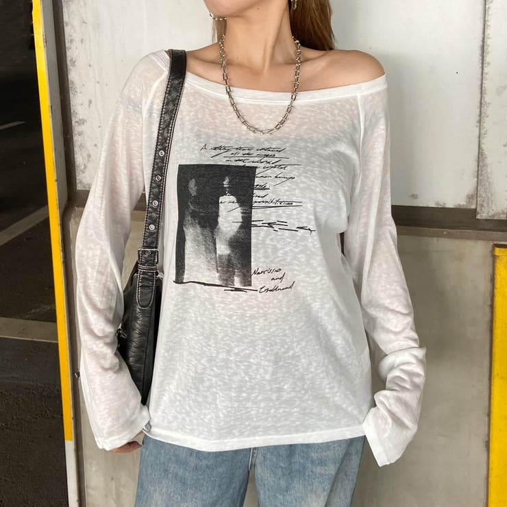 オフショルダースラブ転写Tシャツ | non-hedge  | 詳細画像20 