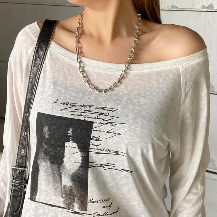 オフショルダースラブ転写Tシャツ | non-hedge  | 詳細画像23 