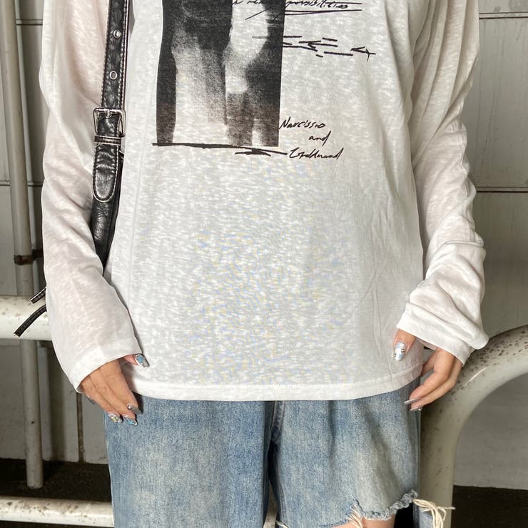 オフショルダースラブ転写Tシャツ | non-hedge  | 詳細画像26 