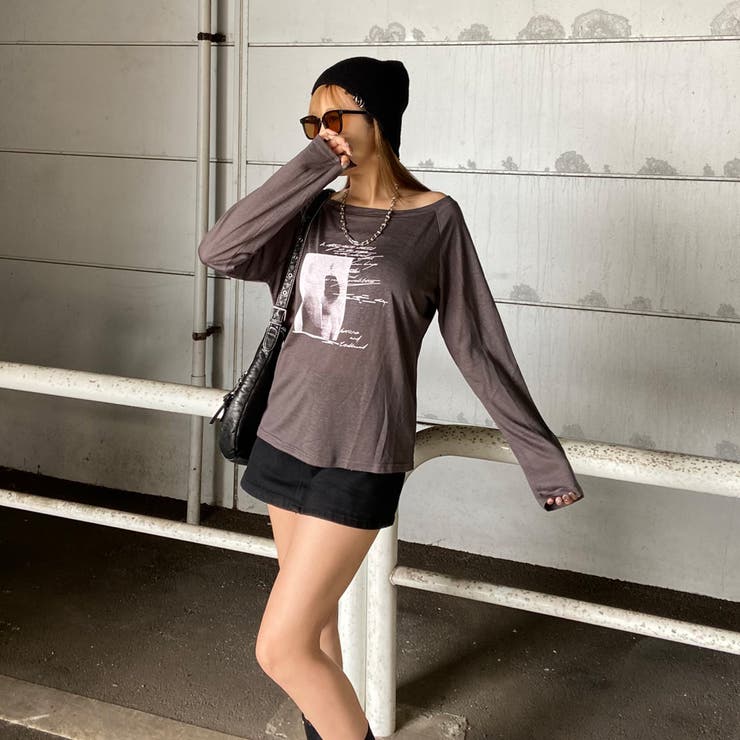 オフショルダースラブ転写Tシャツ | non-hedge  | 詳細画像8 