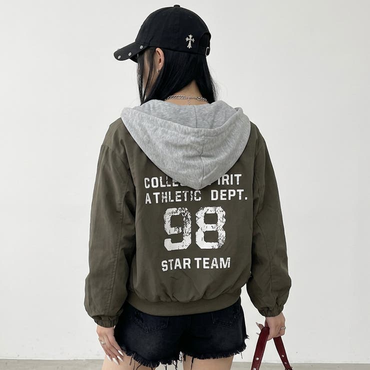 カーキ | パーカーアンサンブル風バックロゴジャケット | non-hedge 