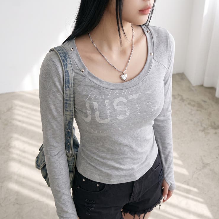 グレー | スタッズロゴTシャツ | non-hedge 