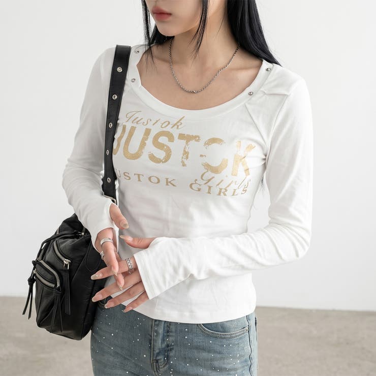 オフホワイト | スタッズロゴTシャツ | non-hedge 
