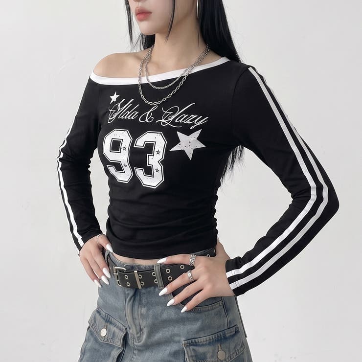 ブラック | ラインオフショルダーTシャツ | non-hedge 