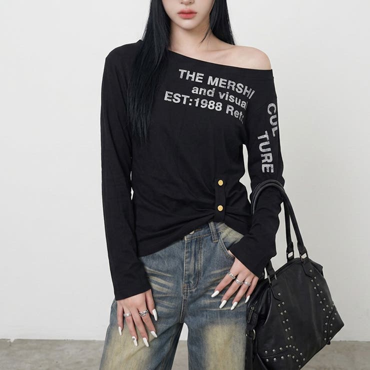 ブラック | ロゴワンショルダーTシャツ | non-hedge 