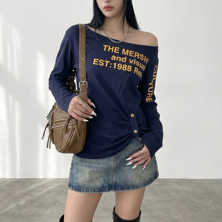 ネイビー | ロゴワンショルダーTシャツ | non-hedge 