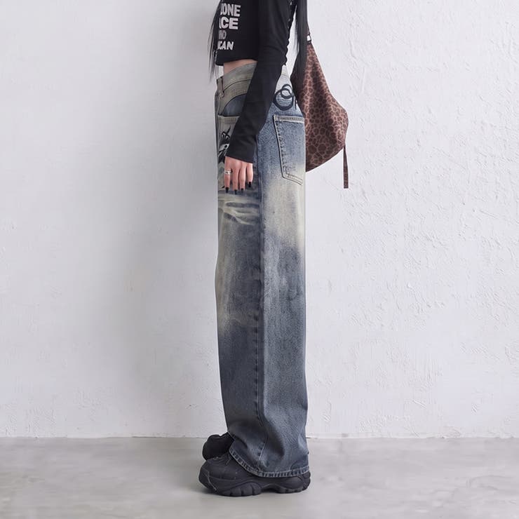 バックロゴ刺繍デニムワイドパンツ | non-hedge  | 詳細画像14 