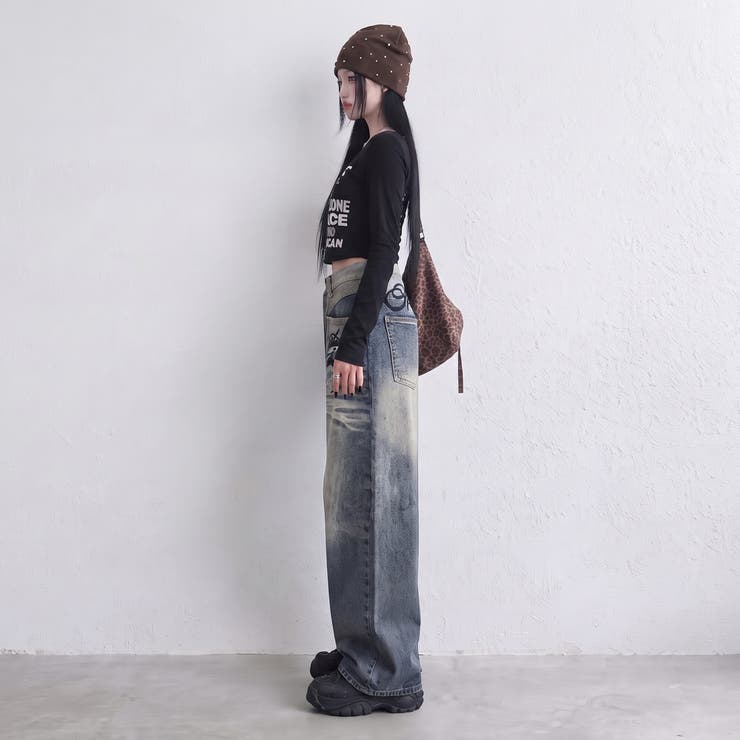 バックロゴ刺繍デニムワイドパンツ | non-hedge  | 詳細画像3 