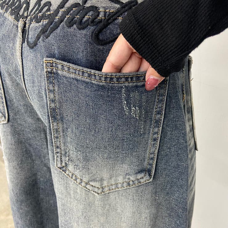 バックロゴ刺繍デニムワイドパンツ | non-hedge  | 詳細画像31 