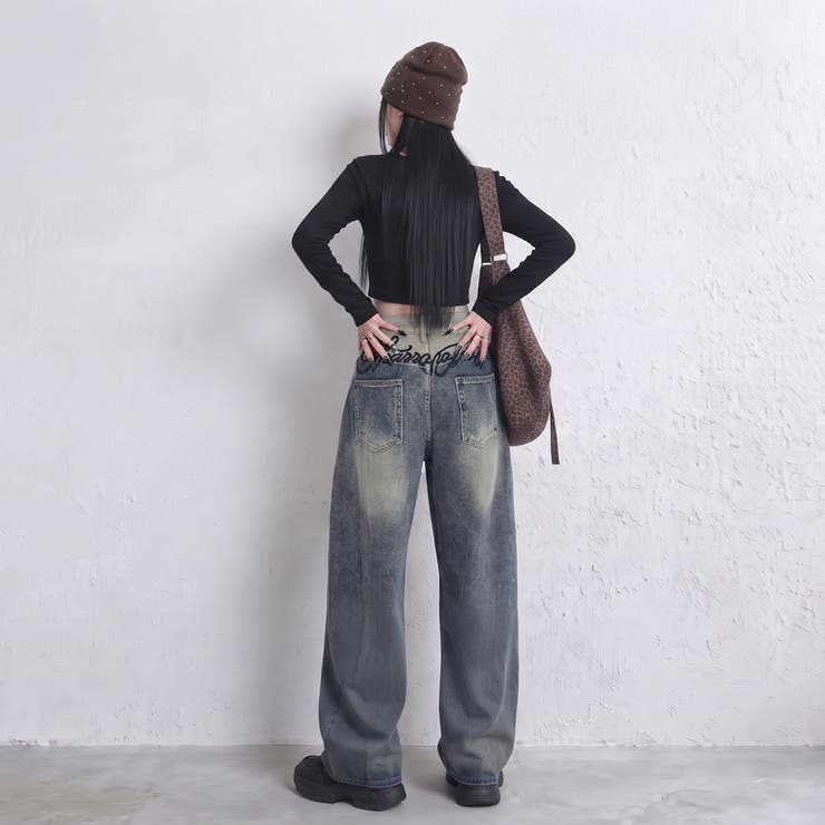 バックロゴ刺繍デニムワイドパンツ | non-hedge  | 詳細画像4 