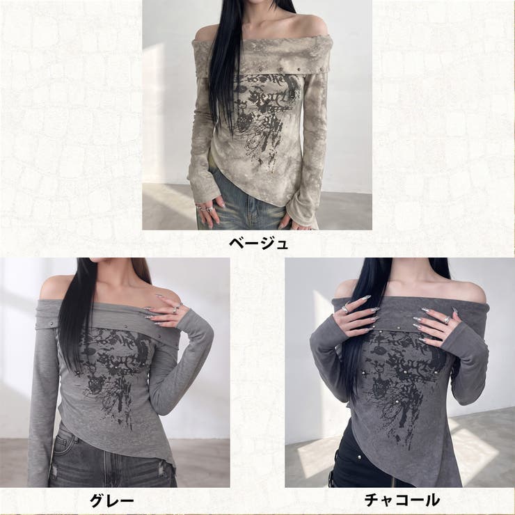 オフショルダーイレギュラーヘムトップス | non-hedge  | 詳細画像45 