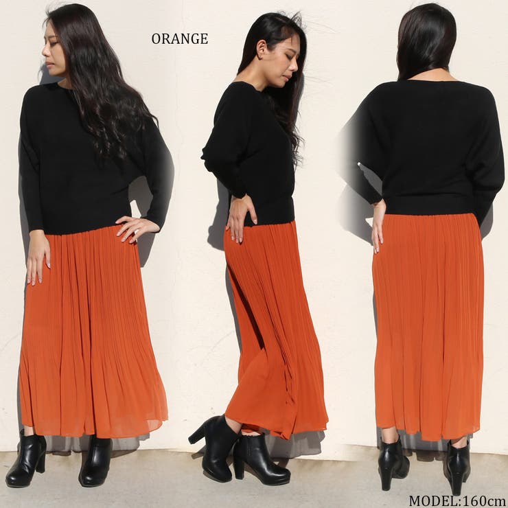 シフォンプリーツロングスカート ロング丈 プリーツスカート