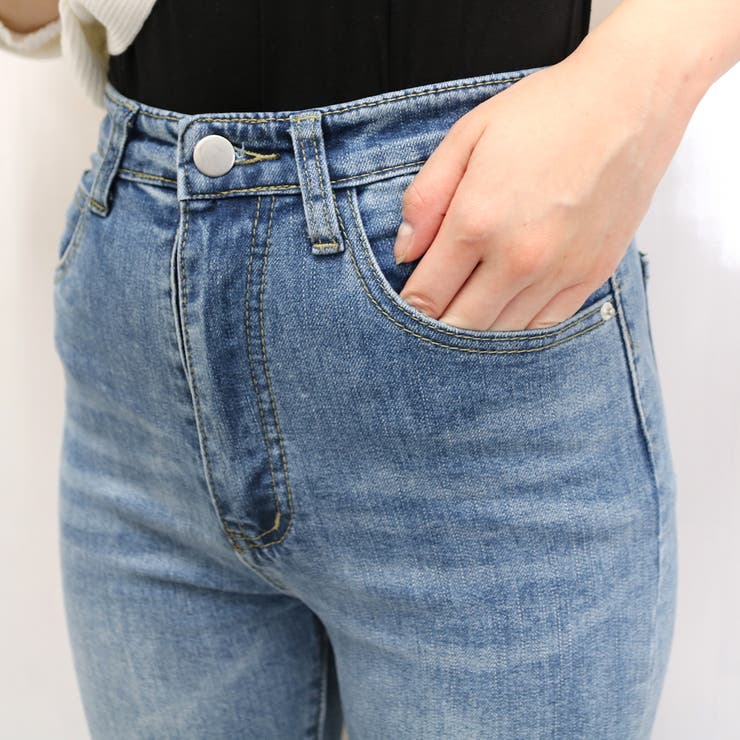 ハイウエストデニムフレアパンツ レディース ファッション[品番