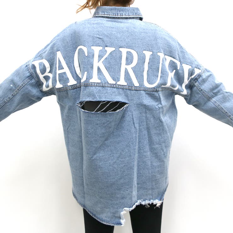バックプリントダメージデニムシャツ レディース ファッション | non-hedge  | 詳細画像13 
