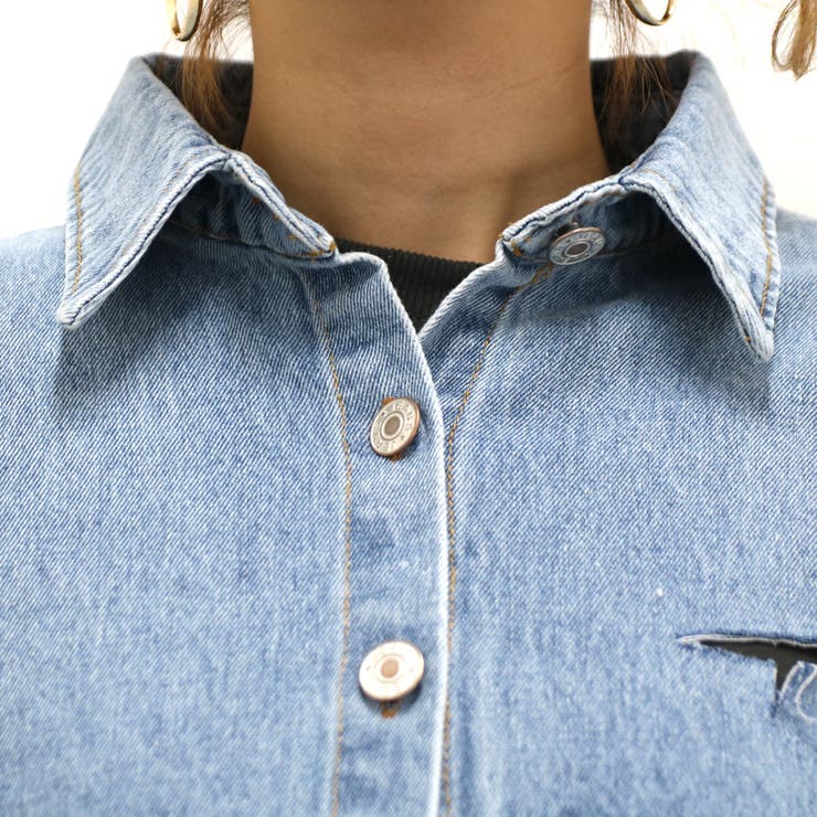 バックプリントダメージデニムシャツ レディース ファッション | non-hedge  | 詳細画像14 