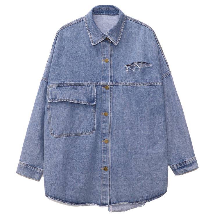 バックプリントダメージデニムシャツ レディース ファッション | non-hedge  | 詳細画像21 