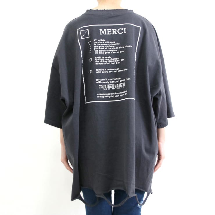 バックロゴダメージTシャツ レディース ファッション[品番
